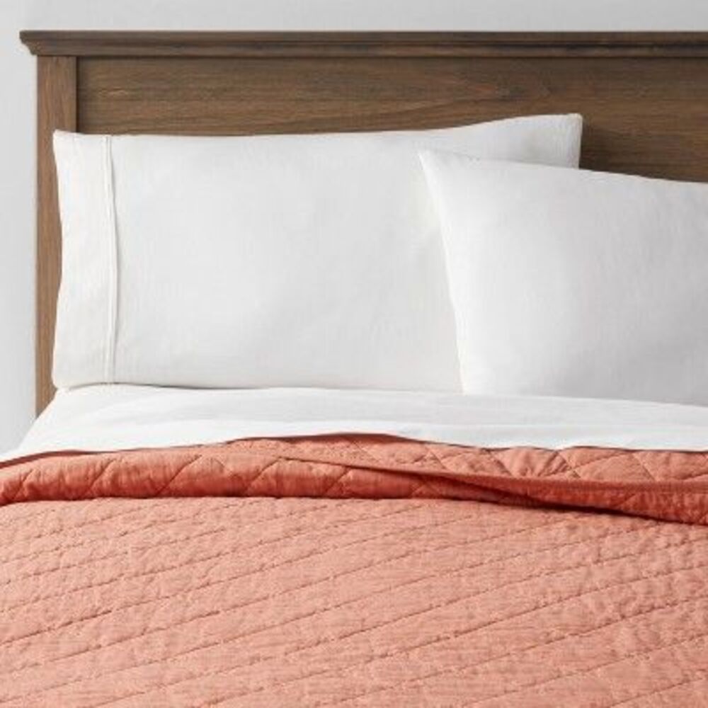 Open Box - Threshold - Twin/Twin Extra Long Diamond Stitch Cot Terracotta